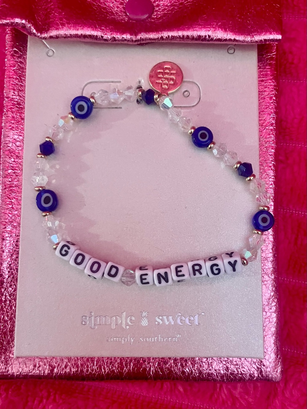 Simply Southern 'GOOD ENERGY' Blue Beaded Bracelet